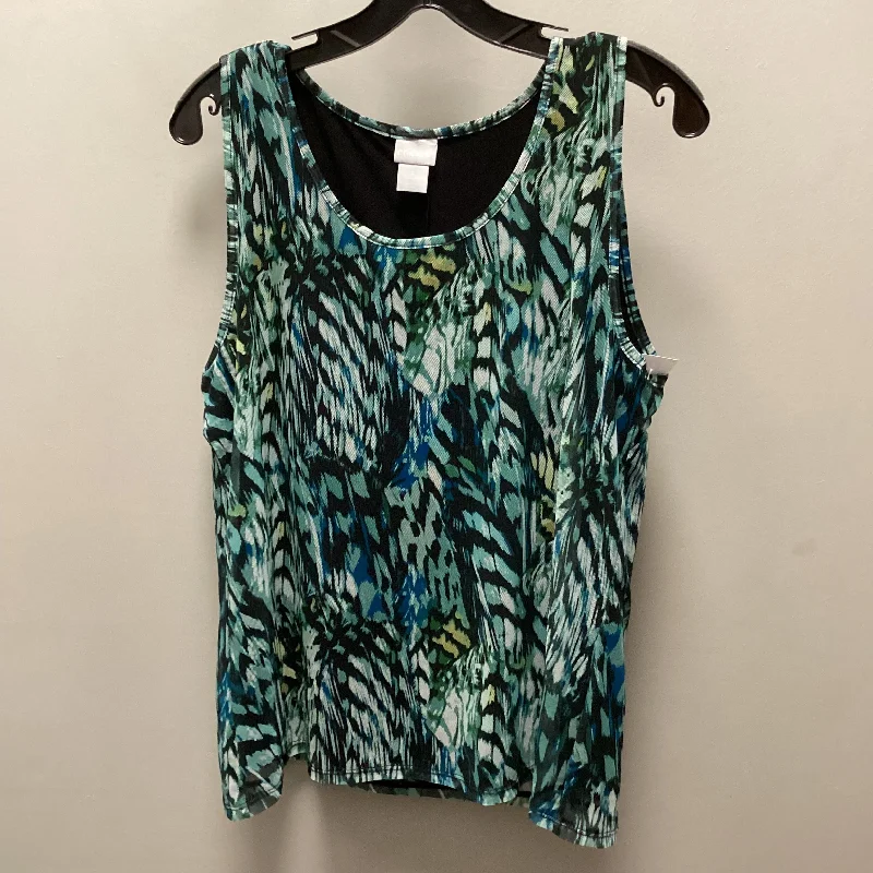 Top Sleeveless By Chicos In Green, Size: L