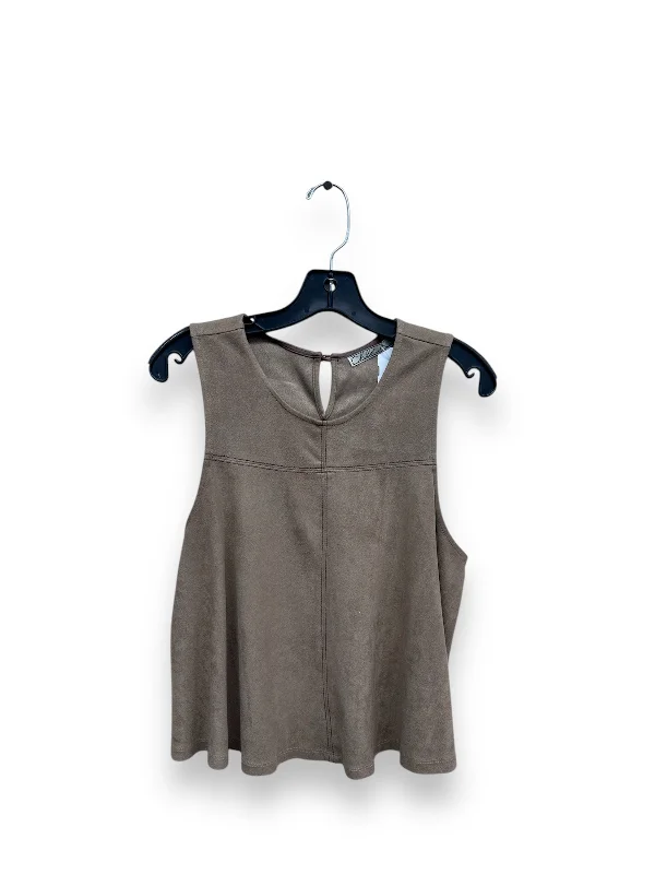 Top Sleeveless By Chloe K In Brown, Size: L