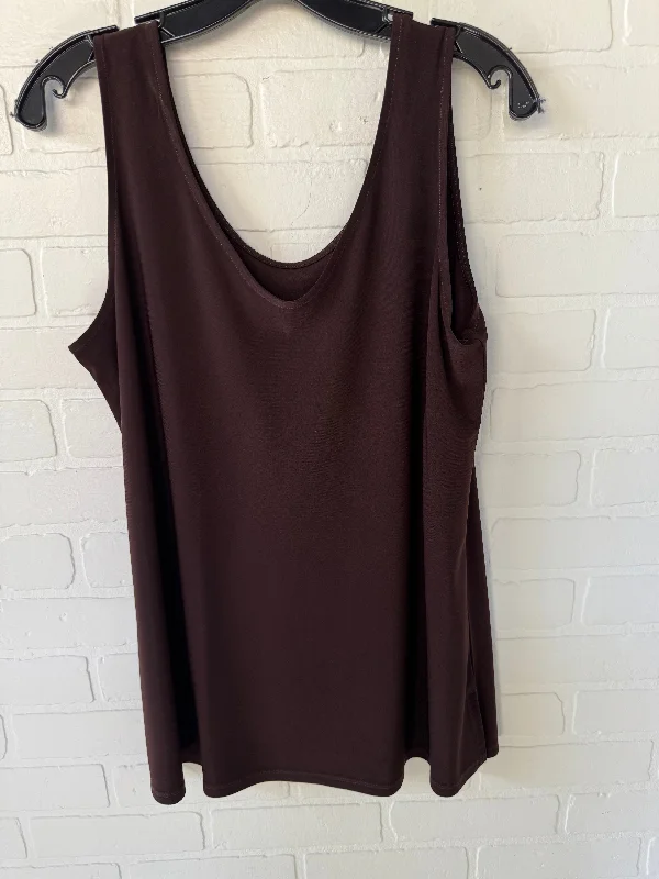 Top Sleeveless By Cmb In Brown, Size: L