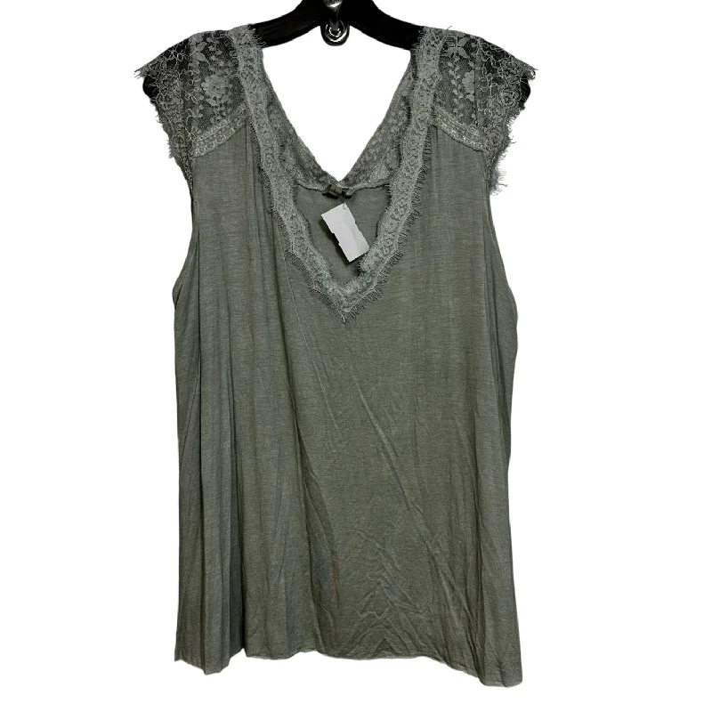 Top Sleeveless By Pol In Green, Size: L