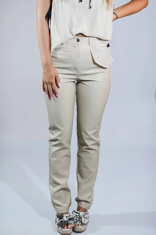 All Is Fair Leather Pants In Beige