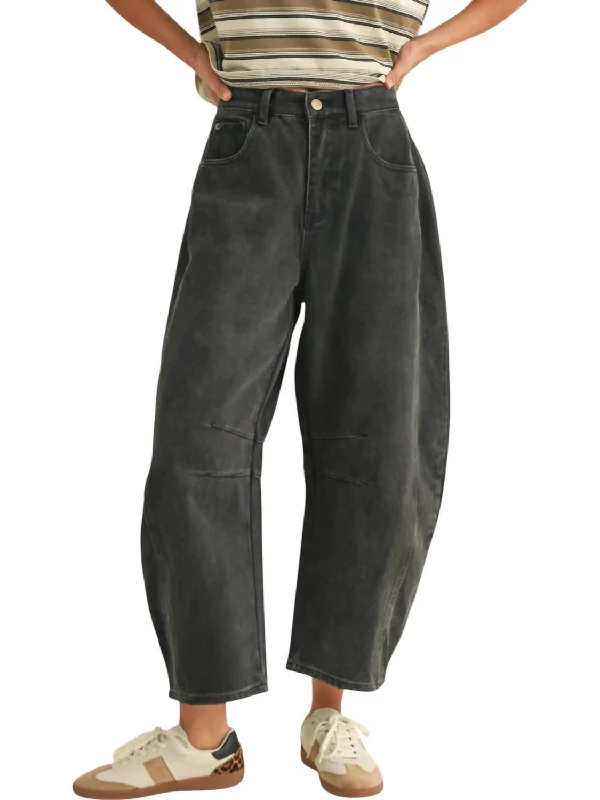 Barrel Cotton Pants In Black