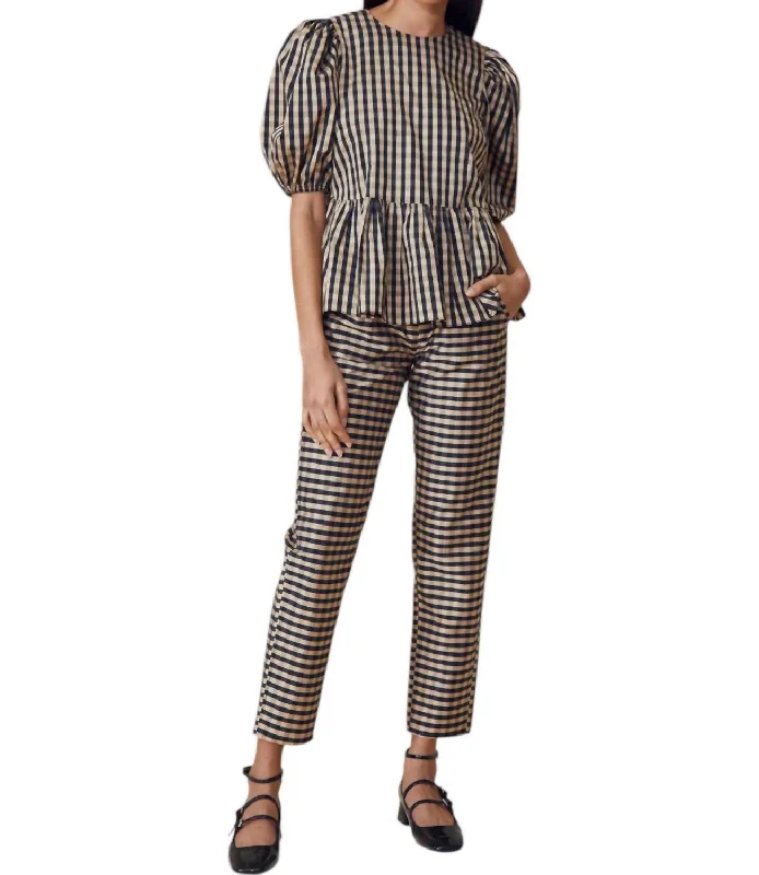 Bridget Pants In Black & Brown Gingham