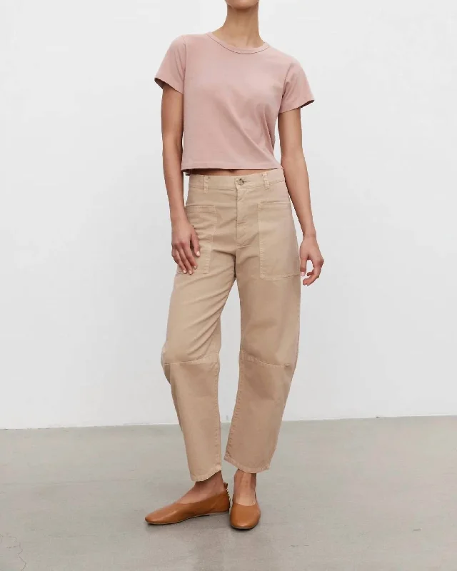 Brylie Sanded Twill Utility Pant In Putty