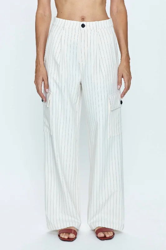 Brynn High Rise Relaxed Trouser In Le Blanc Pinstripe