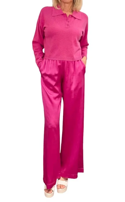 Brynn Silk Pant In Pink