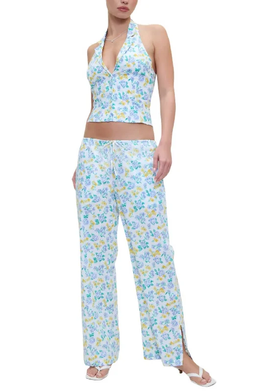 Daisy Poplin Pant In Coastal Floral