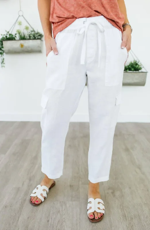 Discoverer Pull-On Cargo Pant In White