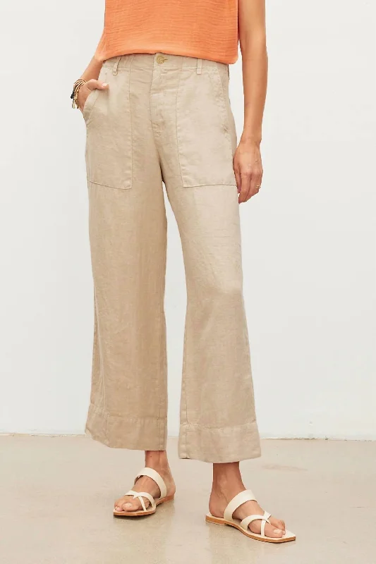 Dru Heavy Linen Pant In Khaki