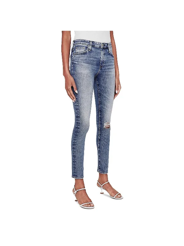 Farrah Womens Denim Medium Wash Skinny Jeans