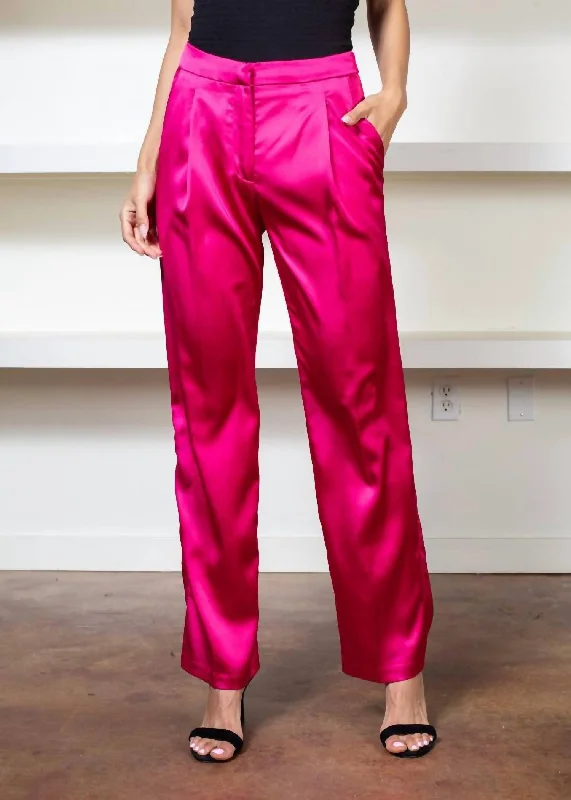 Flat Front Pant In Fuschia