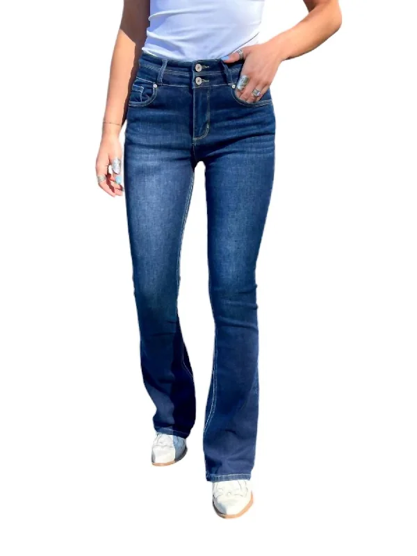 High Rise Skinny Bootcut Jeans In Dark Wash