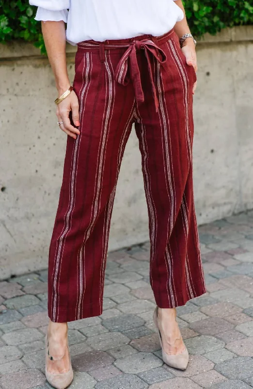 Inland Sashed Crop Pant In Henna Stripe