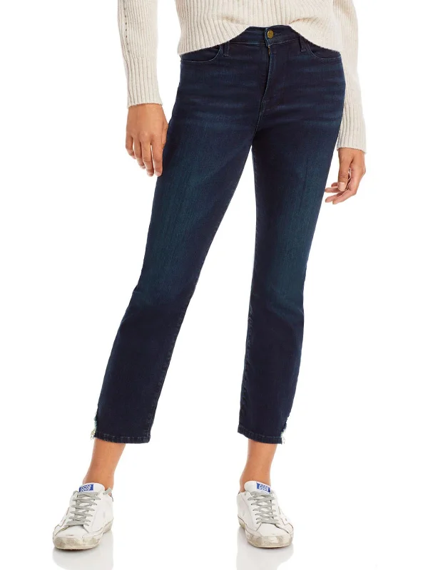 Le High Womens Denim High Rise Straight Leg Jeans