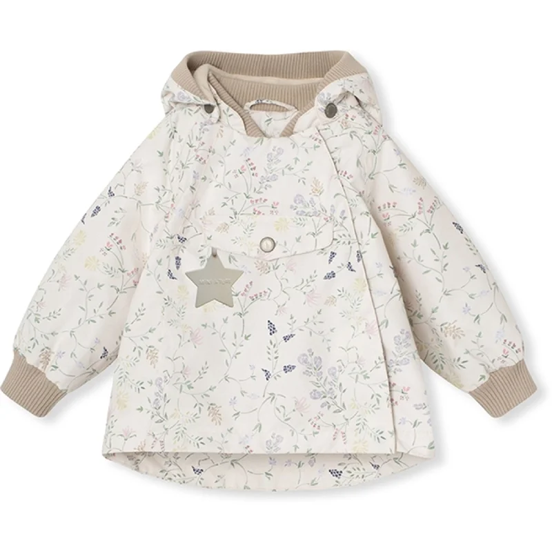 MINI A TURE WAI Spring Jacket w/Fleece Lining Printed Print Ancient Flowers