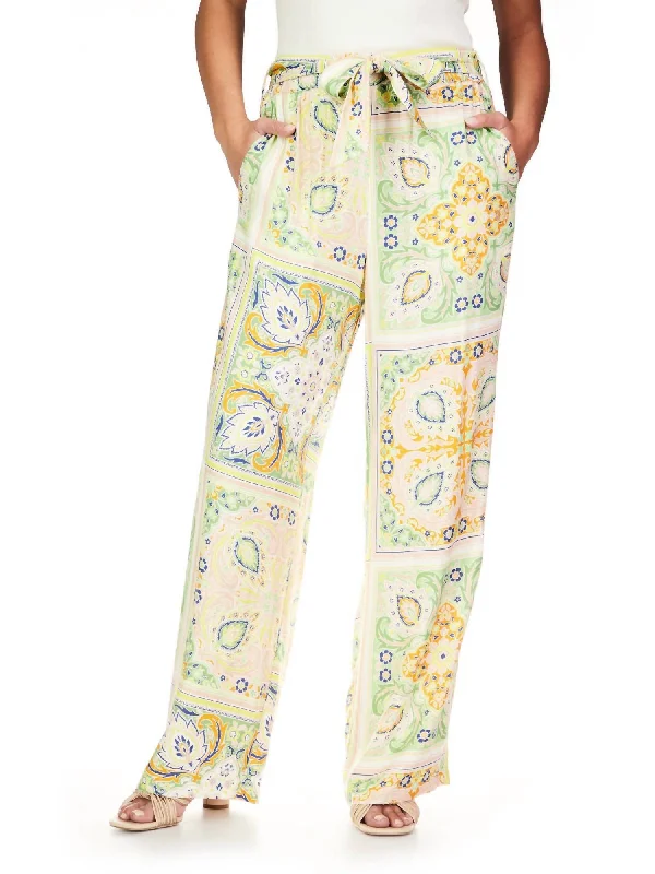 Never Alone Self Belted Pant In Scarf Paisley