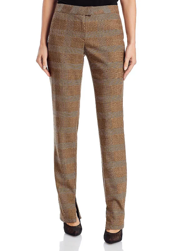 Rebecca Womens Wool Blend Glen Plaid Straight Leg Pants