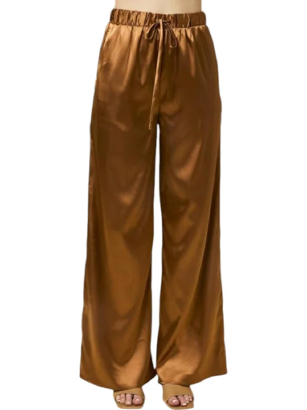 Satin Pocket Pants In Copper