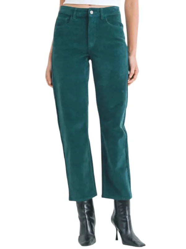 Straight Leg Corduroy Pants In Green