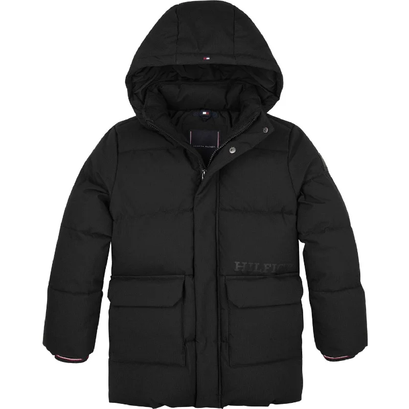 Tommy Hilfiger Black Monotype Ribstop Puffer Jacket