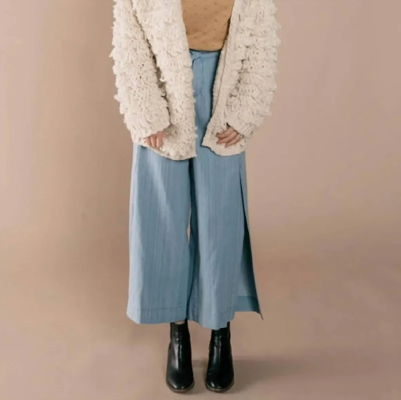 Wide Leg Pant In Dusty Blue