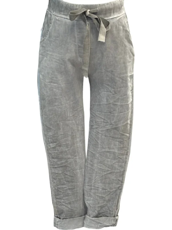 Women's Crinkle Pants In Dark Gray