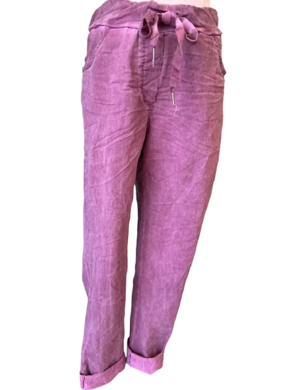 Women's Crinkle Pants In Merlot