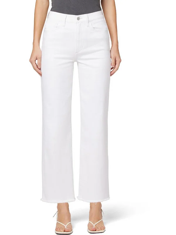 Womens High Rise Wide Leg Cropped Jeans