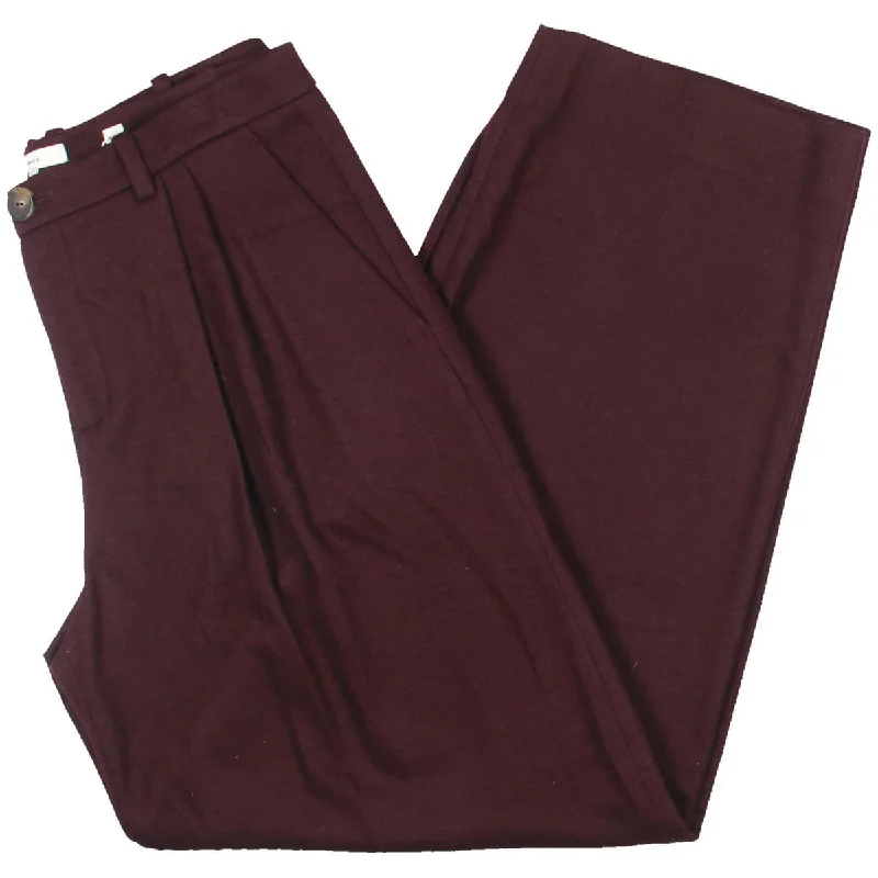 Womens Wool Blend Low Rise Wide Leg Pants