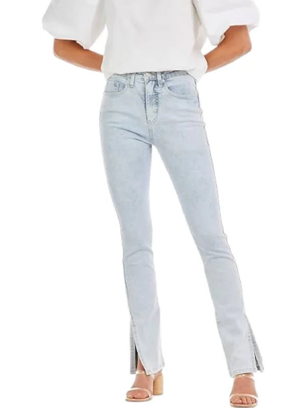 Yorker Side Slit Jeans In Blue